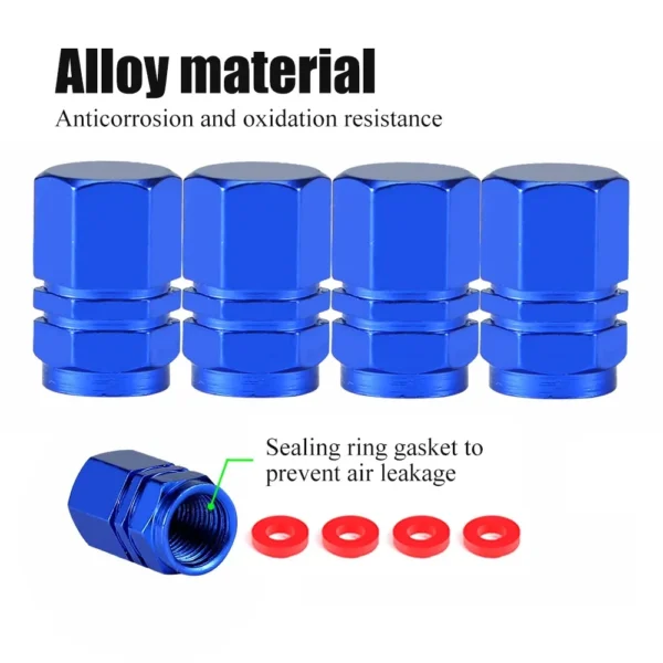 Tapas de válvula de neumático de rueda de coche de aleación de aluminio cubiertas de vástago de llanta de neumático Airdust impermeable para automóviles motocicletas camiones bicicletas 4 Uds. - Imagen 3