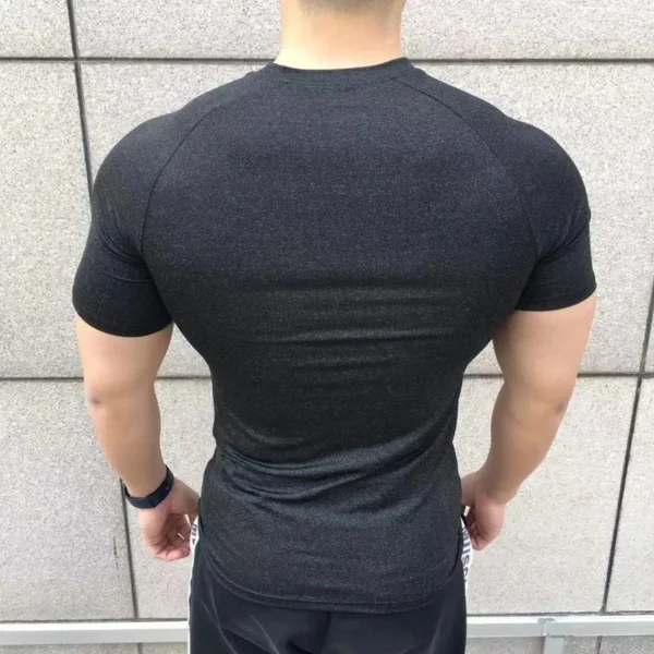 Camiseta deportiva de manga corta para hombre, camiseta de compresión para correr, deporte, gimnasio, entrenamiento, camisetas informales de alta calidad, novedad de 2024 - Imagen 2