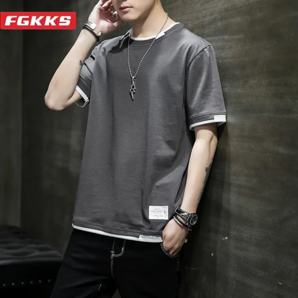 Camiseta informal para hombre, camiseta informal de algodón puro transpirable a la moda de manga corta de diseño de alta calidad para hombre