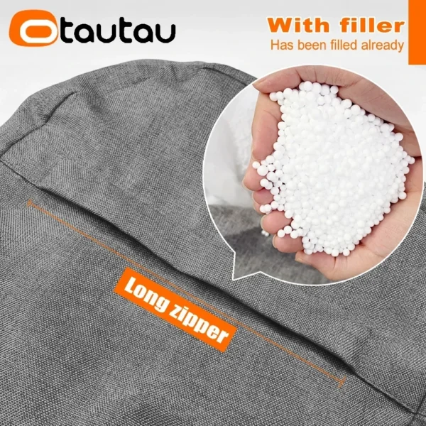 Silla tipo puf de lino con relleno, PUF otomano, taburete redondo de Tatami, futón, muebles de salón relajantes - Imagen 4