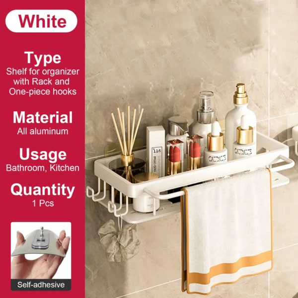 Estante de baño sin taladro, botella de champú montada en la pared, estante esquinero para ducha, estante de almacenamiento para inodoro, accesorios de aluminio para baño y cocina - Imagen 15