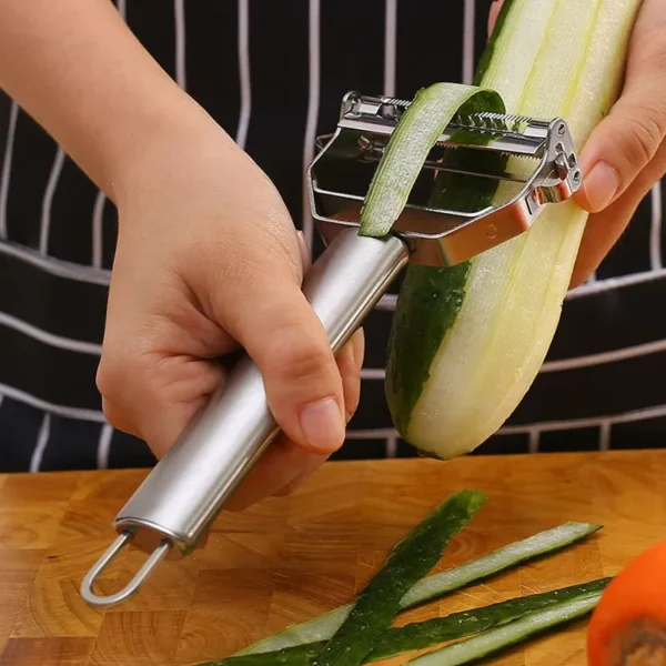 Pelador de frutas y verduras de acero inoxidable, rallador multifunción, pelador de juliana, rebanada de melón, patata, zanahoria, pepino, herramienta de cocina para el hogar - Imagen 3