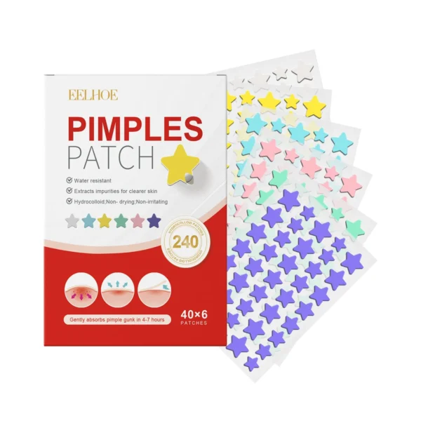 Parche para espinillas de alta gama, parches para acné en forma de corazón/estrella, parches de puntos para acné, hidrata para cubrir las imperfecciones y las imperfecciones 240 Uds. Nuevo - Imagen 2