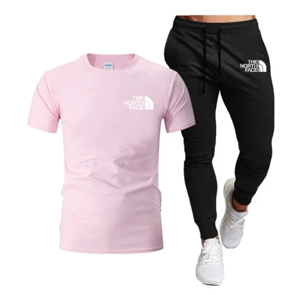 Pantalones de chándal largos ropa de calle conjuntos de 2 piezas ropa de hombre Verano 2025 hombres Tops 100% moda algodón manga corta - Imagen 11