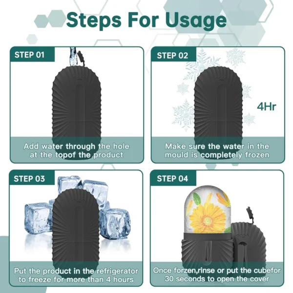 Rodillo Facial de hielo, cubito de silicona para masaje de belleza, molde de hielo para hinchazón de los ojos, rodillo Facial que reduce los poros - Imagen 6