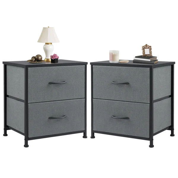 Mesita de noche, sofá de café, mesa de té, armario de almacenamiento, pecho, exhibición de ropa para dormitorio, 2 cajones de tela, mueble - Imagen 12