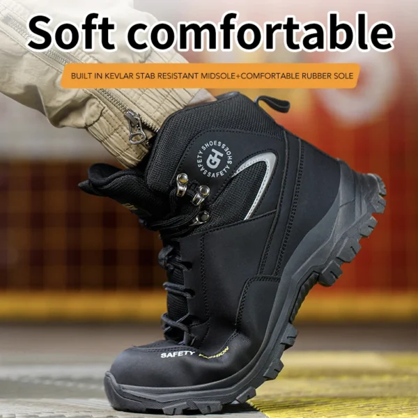 Zapatos de seguridad de protección, zapatos de seguridad indestructibles, antigolpes, antipinchazos, zapatos protectores de seguridad, botas de trabajo para senderismo para hombres - Imagen 5