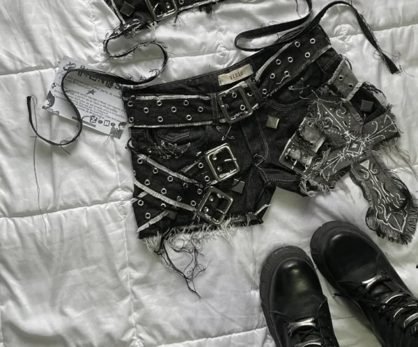 Mini Falda plisada traje ropa de calle americano nueva moda Denim costura lavado viejo de dos piezas mujeres Y2K Harajuku gótico - Imagen 8