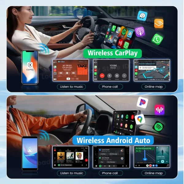 Tv Box Carplay Android Carlinkit Android 13 Auto 8 Core cableado a adaptador inalámbrico para Netflix Spotify Youtube accesorios de coche - Imagen 4
