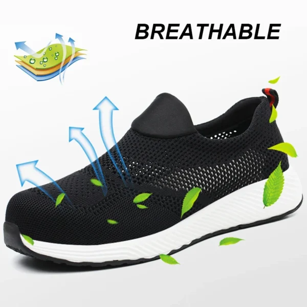 Zapatillas de trabajo ligeras de malla de verano, zapatos de seguridad con punta de acero para hombres y mujeres, zapatos de construcción transpirables, botas de trabajo, calzado - Imagen 5