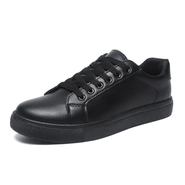 Zapatos blancos y negros para hombre, cómodos zapatos informales para monopatín, zapatillas de ocio sólidas para hombre, zapatos ligeros para caminar - Imagen 3