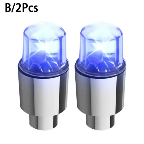 Luces LED de Flash para rueda de coche, tapas de válvula de boquilla de neumático, luminosa Lámpara decorativa de advertencia, accesorios para rueda de motocicleta y bicicleta, 2 piezas - Imagen 10