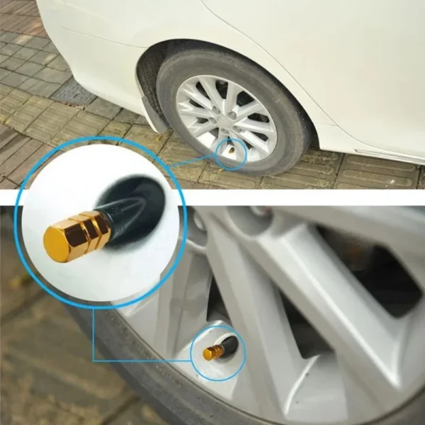 Tapas de válvula de neumático de rueda de coche de aleación de aluminio cubiertas de vástago de llanta de neumático Airdust impermeable para automóviles motocicletas camiones bicicletas 4 Uds. - Imagen 4