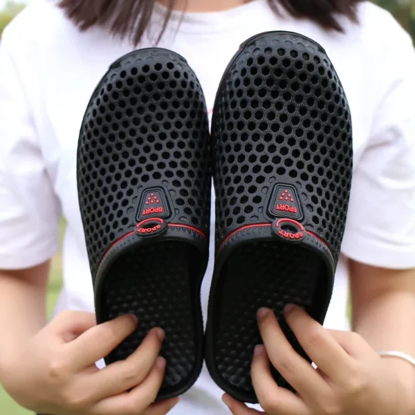 Zapatillas transpirables para hombre, sandalias con agujeros Baotou para exteriores, chanclas de playa, chanclas informales para hombre, sandalias con plataforma - Imagen 10