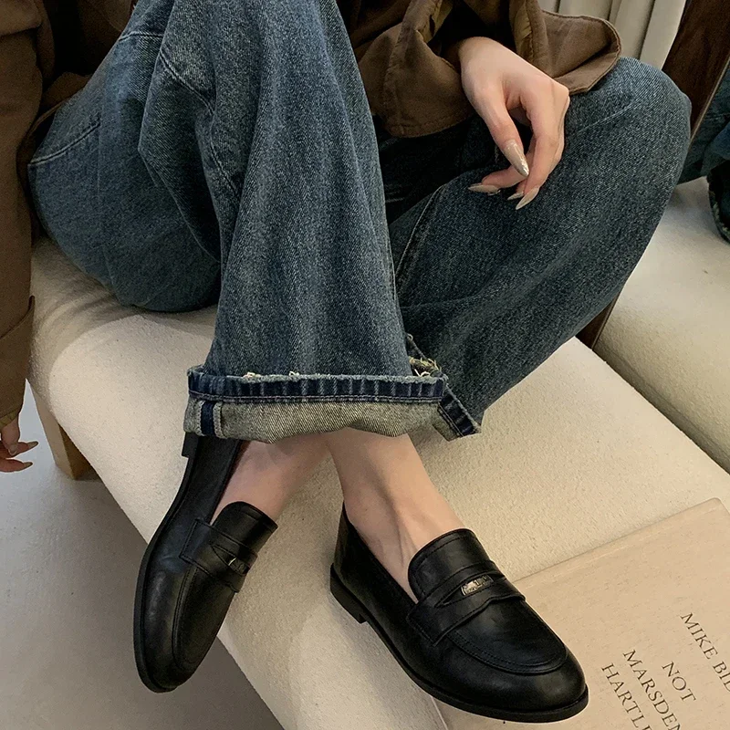 Zapatos mocasines Vintage sin cordones de diseñador para mujer, zapatos planos informales poco profundos, zapatos clásicos de oficina para primavera y otoño para mujer - Imagen 5