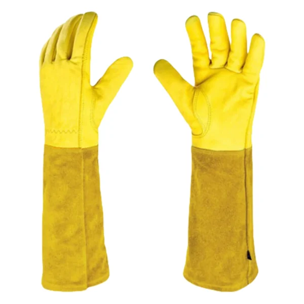 Manopla de trabajo larga a prueba de espinas, guantes de jardín de cuero transpirables con protección de antebrazo, guante Floral, el mejor regalo de jardín, 1 par - Imagen 2