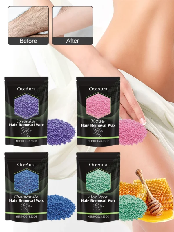 OceAura-granos de cera para depilación rápida de todo el cuerpo, 100g, axilas, piernas, piel seca y suave, suave y no irritante - Imagen 4