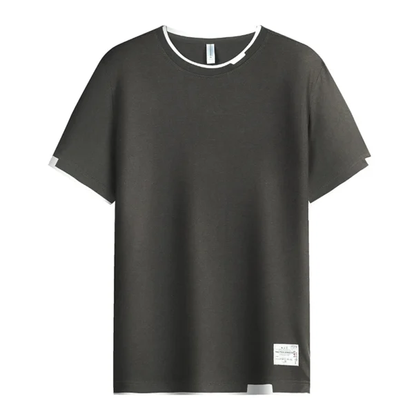 Camiseta informal para hombre, camiseta informal de algodón puro transpirable a la moda de manga corta de diseño de alta calidad para hombre - Imagen 6