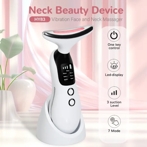 Dispositivo de belleza para el cuello, mejora Facial con luz de 7 colores, herramienta de belleza para el hogar, masajeador de belleza para el rostro y el cuello, 1 ud. - Imagen 3