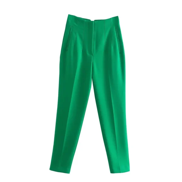 Pantalones rectos a la moda para mujer, pantalones con cremallera frontal de cintura alta, pantalones Vintage de longitud completa para mujer elegante - Imagen 17