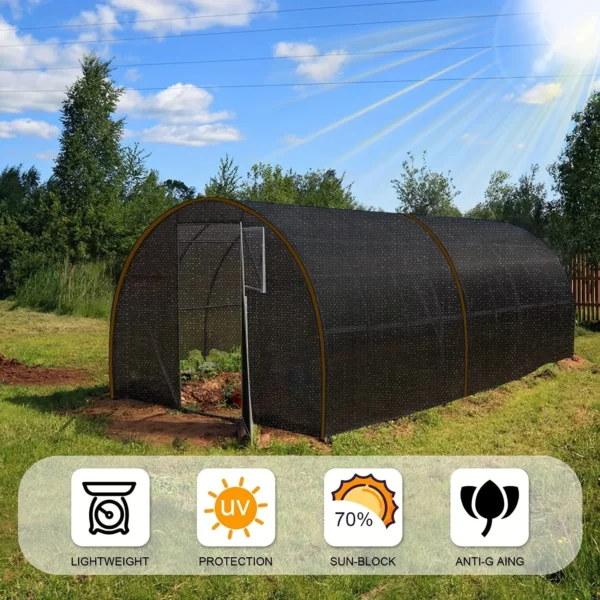 Protector solar de tela de sombra negra, cubierta de malla con borde atado con ojales, red solar para pérgola, plantas, invernadero, jardines, Patio, dosel - Imagen 5