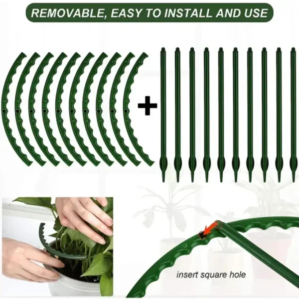 Soporte de plástico para plantas, soporte para plantas, pila para flores, invernaderos, arreglo, soporte para varilla de fijación, herramientas de jardín - Imagen 4