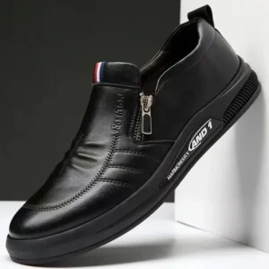 Zapatos informales de cuero PU para hombre, mocasines de marca de tendencia, zapatillas planas con cremallera para verano, mocasines cómodos de negocios, Tenis Masculino