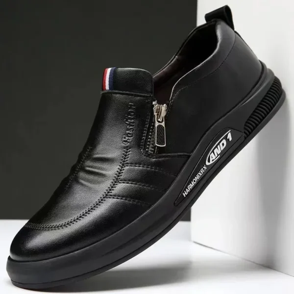 Zapatos informales de cuero PU para hombre, mocasines de marca de tendencia, zapatillas planas con cremallera para verano, mocasines cómodos de negocios, Tenis Masculino