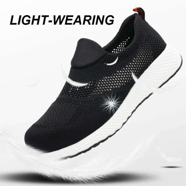 Zapatillas de trabajo ligeras de malla de verano, zapatos de seguridad con punta de acero para hombres y mujeres, zapatos de construcción transpirables, botas de trabajo, calzado - Imagen 6