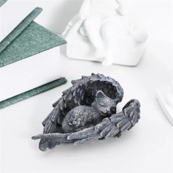 Estatuilla de gato de Ángel, escultura de resina de gato, escultura de resina para mascotas, regalo conmemorativo, estatua de Ángel de gato para decoración de jardín e interior - Imagen 5