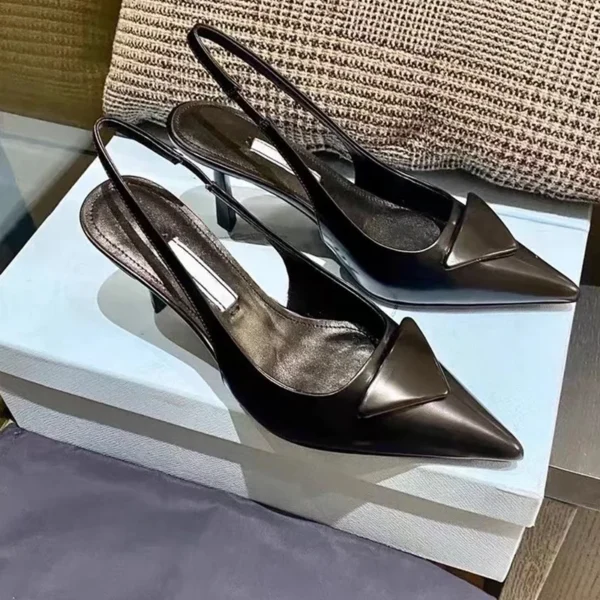 Zapatillas de cuero para mujer, zapatos de tacón alto, zapatos de tacón para fiesta, sandalias de verano para mujer, sandalias con talón descubierto para mujer