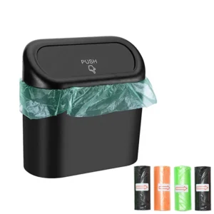 Cubo de basura colgante para coche, caja de almacenamiento de basura para vehículo, cubo de basura de presión cuadrado ABS, accesorios interiores para coche
