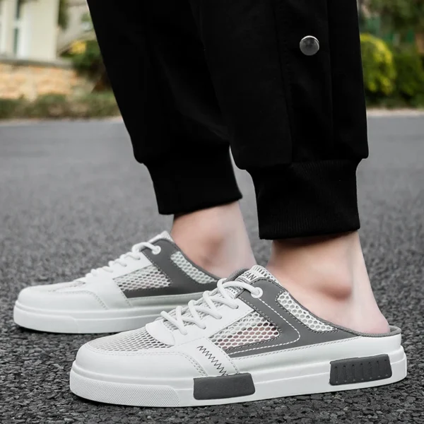 Zapatillas de malla de gran tamaño para hombre, zapatos perezosos de alta calidad para exteriores, zapatos casuales deportivos, sandalias transpirables huecas de moda de verano - Imagen 4