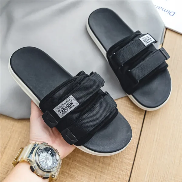 Zapatillas de exterior para hombre, zapatillas informales de interior, zapatillas antideslizantes con gancho de fondo suave, sandalias de verano de playa a la moda, chanclas - Imagen 7