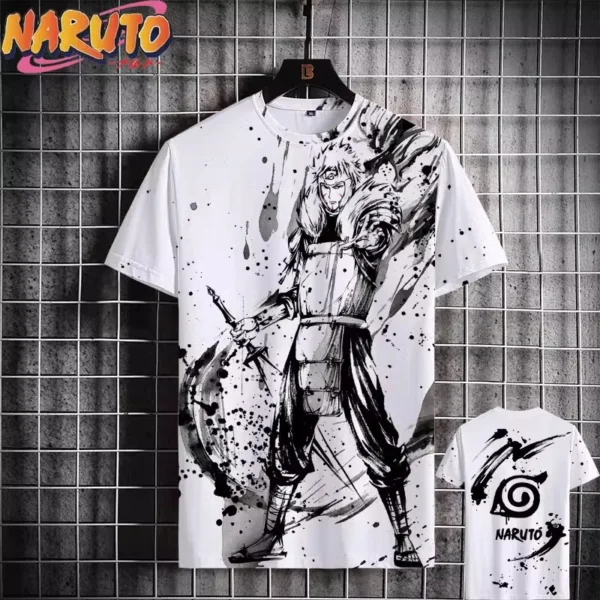 Camiseta MINISO Naruto para hombre, camisetas de manga corta informales con estampado 3D de Anime japonés, ropa de calle de gran tamaño, camisetas de dibujos animados a la moda - Imagen 9