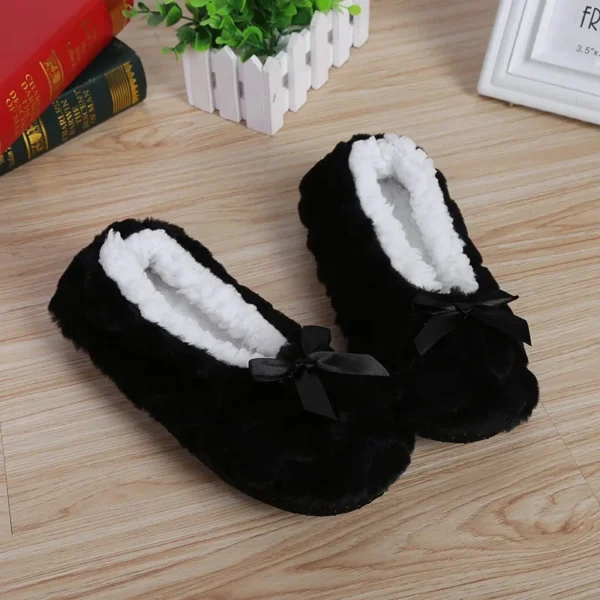 Zapatilla de casa para mujer, piel de invierno, felpa cálida, agarre antideslizante, interior, esponjoso, perezoso, orejas de ratón, zapatos peludos, lindo y divertido - Imagen 14