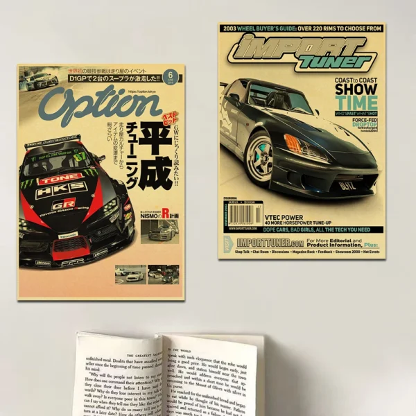 Carteles hogar sala de estar decoración pintura de pared sin marco JDM coche Japón retrofit carreras Retro 90s cartel pared tabla impresiones - Imagen 2
