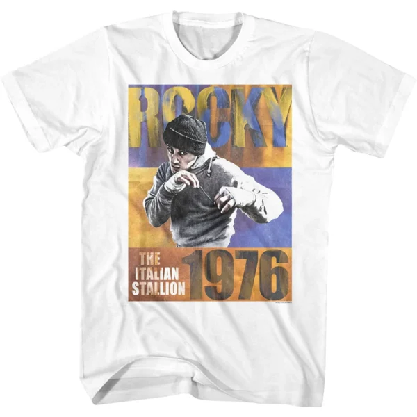 Camiseta de los hombres de alta calidad Slim Fit hombres de manga corta 1976 Hollywood Classic Rocky Stallone Stallone película conjunta estilo Retro - Imagen 9