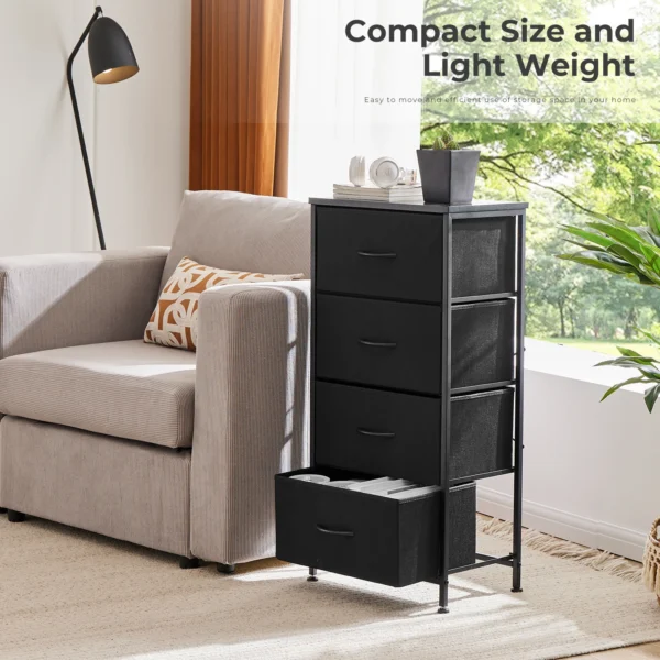 Gabinetes de tela para sala de estar de 4 capas con armario, armario de montaje con marco de acero para almacenamiento de ropa, mueble - Imagen 3