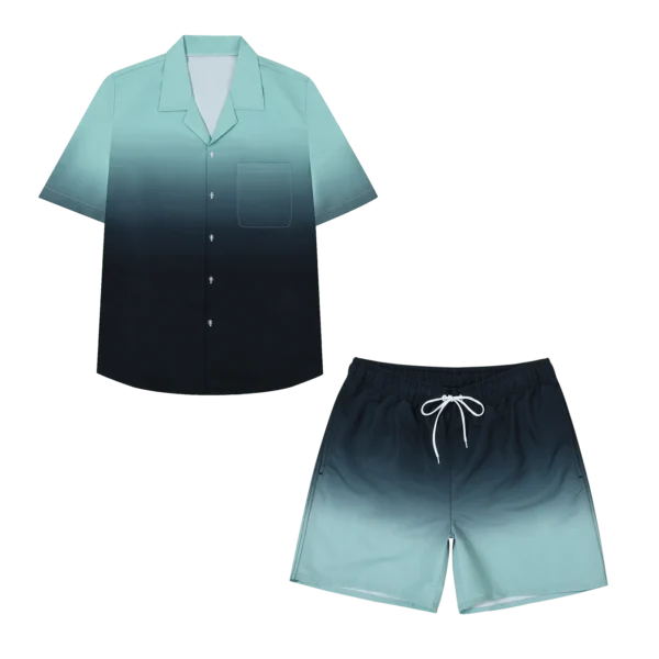 Conjunto de camiseta de manga corta y pantalones cortos con cordón para hombre, 2 piezas, verano, informal - Imagen 8