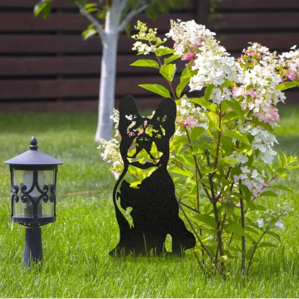 Silueta de metal para perros, decoración de silueta para cachorros de patio, adorno de silueta de Doberman/Bulldog para jardín al aire libre - Imagen 4