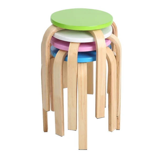 Taburete apilable de madera doblada antideslizante, con alfombrilla suave antideslizante, Color caramelo, muebles para el hogar, decoración de habitación de niños, 1 ud. - Imagen 4