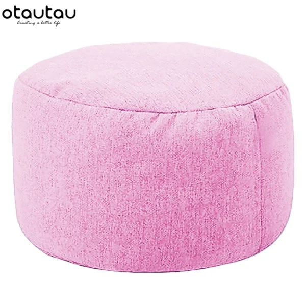 Silla tipo puf de lino con relleno, PUF otomano, taburete redondo de Tatami, futón, muebles de salón relajantes - Imagen 20
