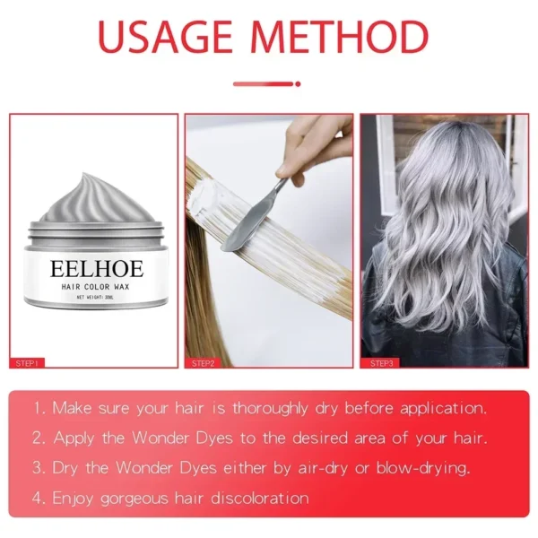 Coloración de cabello instantánea Champú para teñir el cabello temporal Cera para el cabello modeladora lavable Estilo mate natural Cabello - Imagen 5