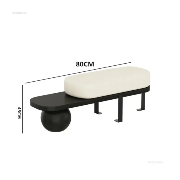 Otomanas creativas, Banco de madera maciza, muebles de sala de estar, puerta del hogar, taburete de cambio de zapatos, entrada, dormitorio, taburetes de cabecera, U - Imagen 10