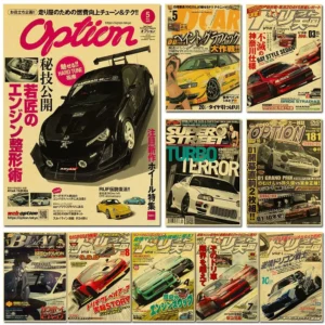 Carteles hogar sala de estar decoración pintura de pared sin marco JDM coche Japón retrofit carreras Retro 90s cartel pared tabla impresiones