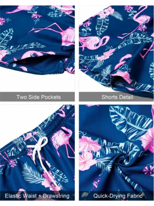 Camisa de manga corta para hombres y pantalones cortos de 2 piezas, conjunto de pantalones cortos con cordón de playa con estampado de árbol de coco a la moda - Imagen 5
