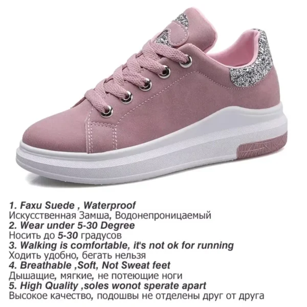 Zapatos de mujer, zapatillas de deporte, zapatos casuales suaves y cómodos, zapatos planos de moda para mujer, zapatos femeninos de PU - Imagen 3