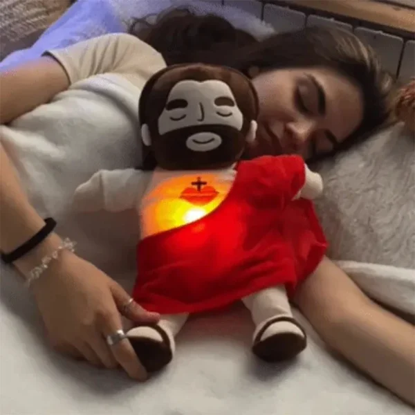 Juguetes de peluche de Jesús para respirar, muñeca de Jesús calmante para bebé, ajuste de cuatro engranajes, música para niños, compañero para dormir, regalos de navidad ligeros - Imagen 5