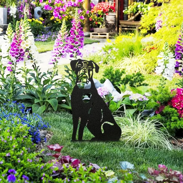 Silueta de metal para perros, decoración de silueta para cachorros de patio, adorno de silueta de Doberman/Bulldog para jardín al aire libre - Imagen 3